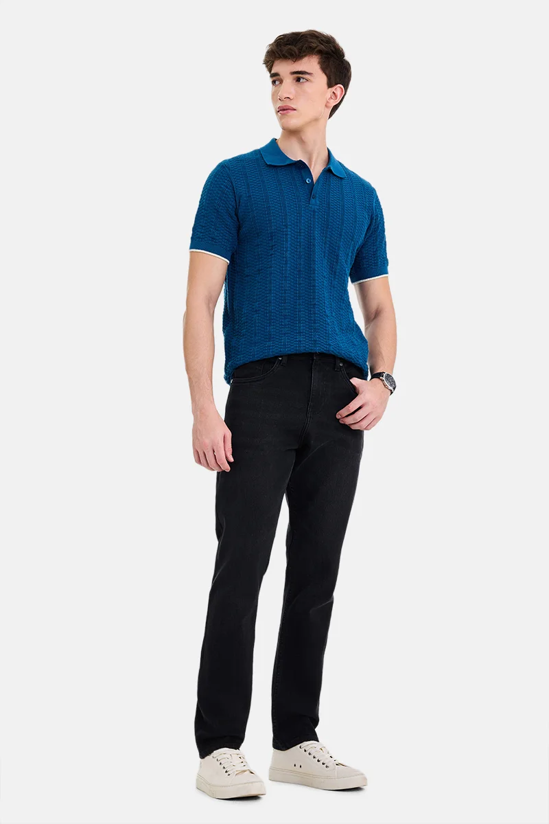 سنيتش Black Solid Slim Fit Casual Jeans
