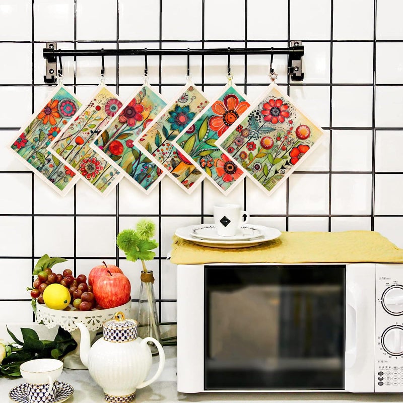 Morigins 6-Piece Spring Flowers Dishcloth Set - Fast-Drying, Absorbent Kitchen Towels - Image 5