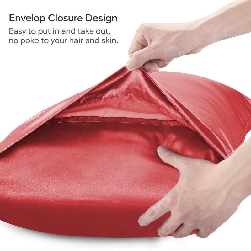 BEDELITE Satin Pillowcase for Hair and Skin  Super Soft and Cooling Similar to Silk Pillow Cases 2 Pack with Envelope Closure  Gift for Women Men(20""x26"" Standard Size  Baked Apple) - Image 5