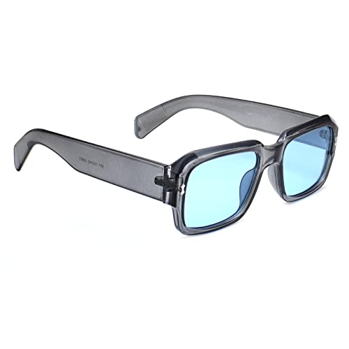 Peter Jones UV Protected Stylish Transparent Black Unisex Badshah Style Non-Polarized Square Sunglasses (13031TB) (Medium) - Image 1