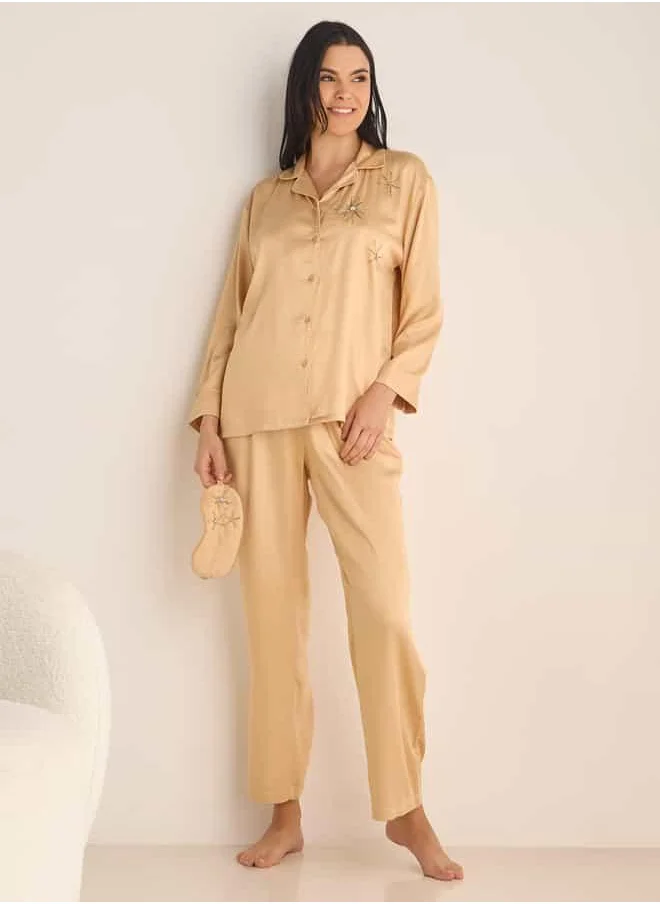 فاف Embellished Satin Pyjama Set