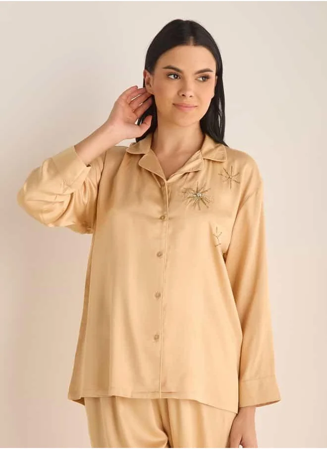 فاف Embellished Satin Pyjama Set
