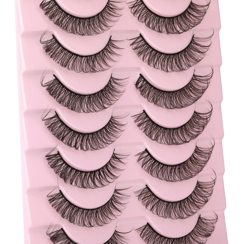 wiwoseo False Eyelashes Russian Strip Lashes Natural Look 3D Effect Russian Volume Lashes Wispy Eyelashes 15MM Short Lashes 10 Pairs Pack