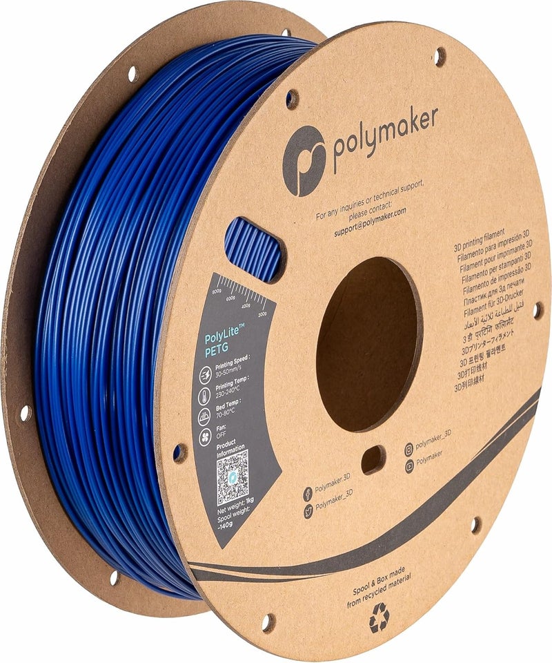 polymaker خيوط PETG 1.75 مم، 1 كجم أزرق، خيوط طابعة ثلاثية الأبعاد، PolyLite PETG، بكرة كرتونية - Image 1