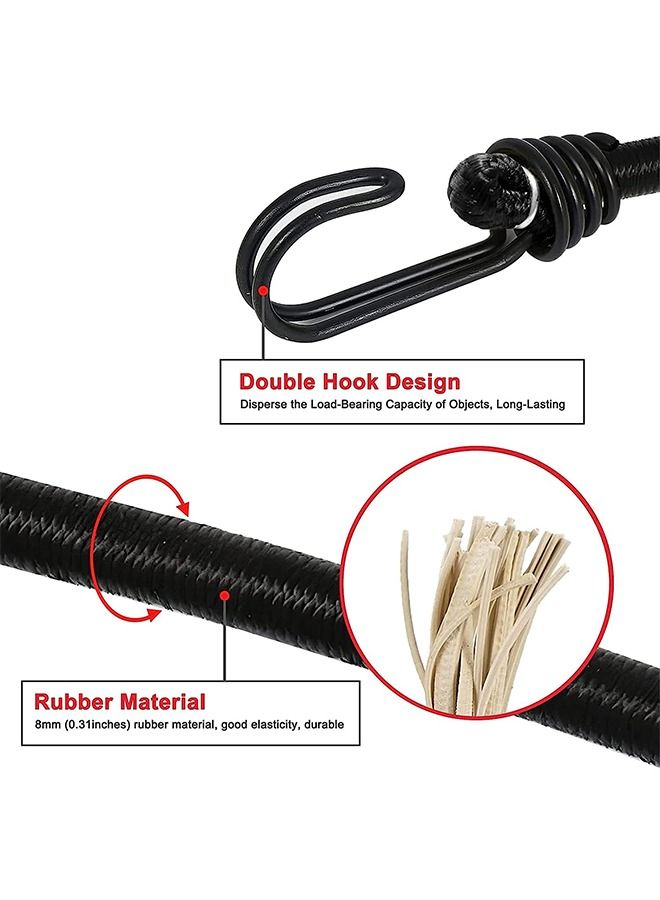 Bungee Cord with Hooks 4pcs 120cm Heavy Duty Bungee Shock Cords with Durable Metal Straps for Bikes Tie Downs Camping Outdoor - Image 3
