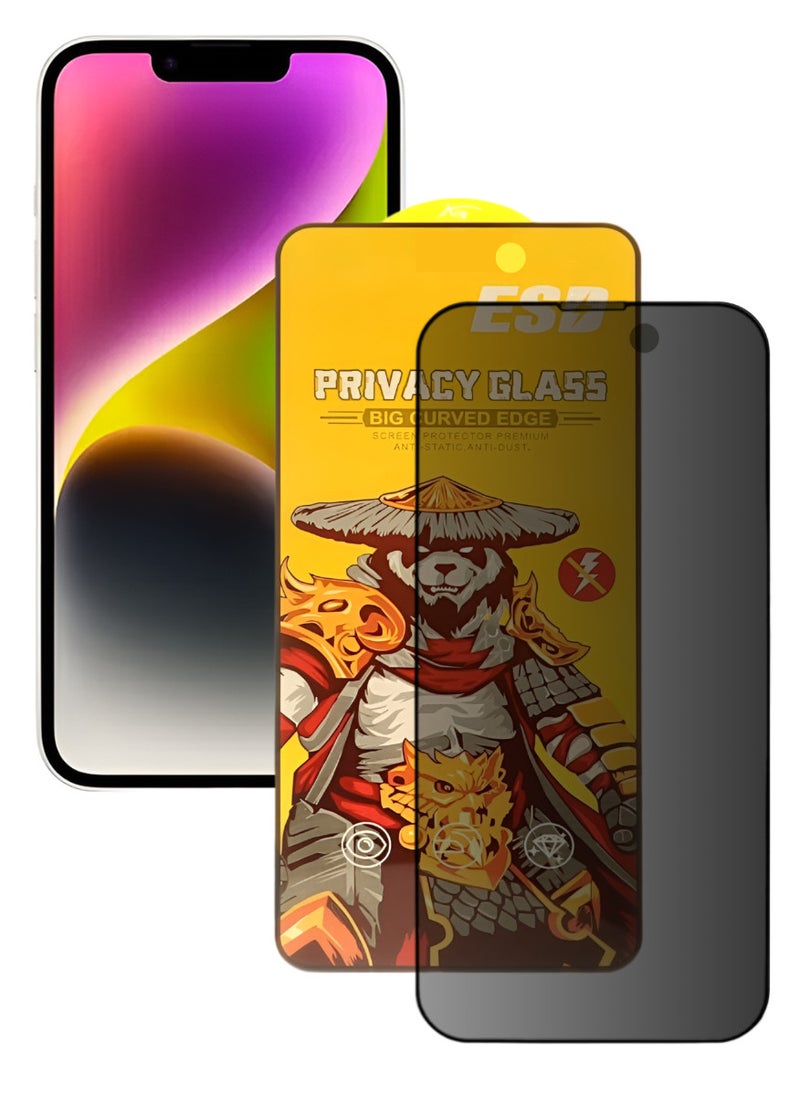 ESD Tempered Dustproof Privacy Glass Screen Protector Compatible For iPhone 14 - Image 1