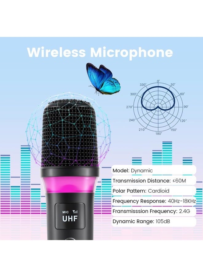Marengo Wireless Microphones Mic, Rechargeable Cordless Karaoke Microphone with LED Lights ON/Off Switch, 10H Duration, 160 FT, Handheld Bluetooth Microphone Wireless for Singing Speaker Karaoke Party - Image 3