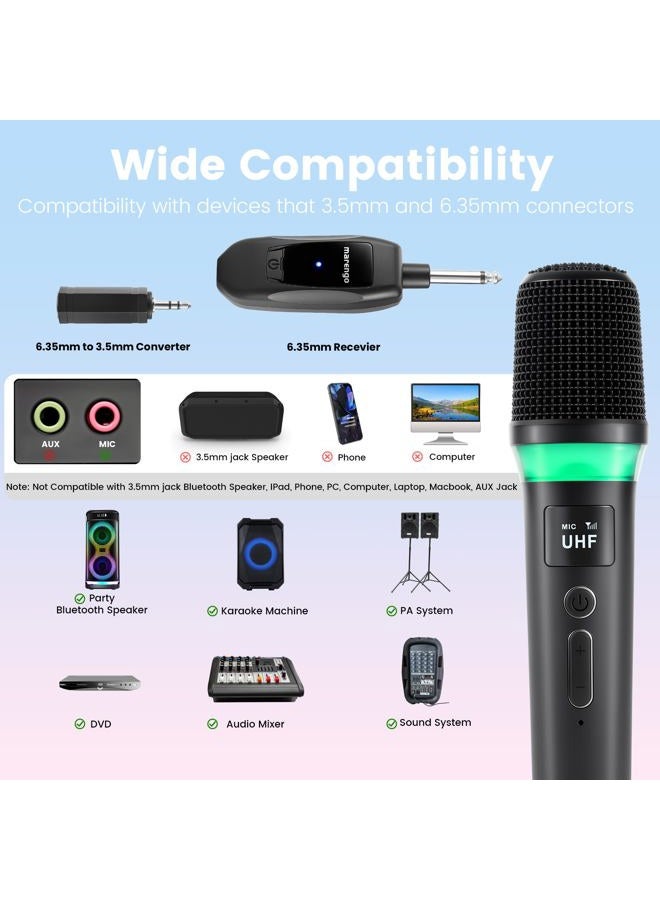 Marengo Wireless Microphones Mic, Rechargeable Cordless Karaoke Microphone with LED Lights ON/Off Switch, 10H Duration, 160 FT, Handheld Bluetooth Microphone Wireless for Singing Speaker Karaoke Party - Image 2
