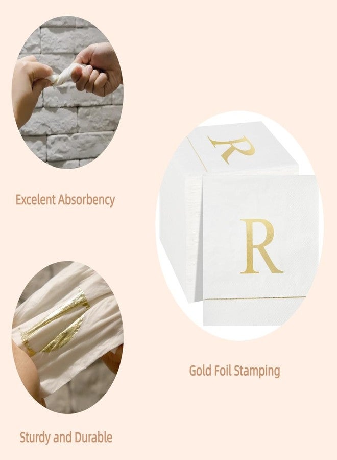 Ottin Monogrammed Letter R 120 Packs Initial Paper Cocktial Napkins 5'' Golden Foil Disposable Napkins for Brithday Wedding Engagement Family Gathering Holiday Dinner Business Reception - Image 4