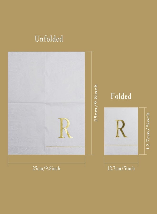 Ottin Monogrammed Letter R 120 Packs Initial Paper Cocktial Napkins 5'' Golden Foil Disposable Napkins for Brithday Wedding Engagement Family Gathering Holiday Dinner Business Reception - Image 2