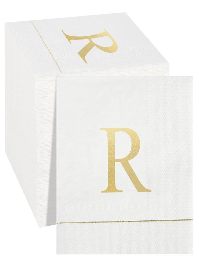 Ottin Monogrammed Letter R 120 Packs Initial Paper Cocktial Napkins 5'' Golden Foil Disposable Napkins for Brithday Wedding Engagement Family Gathering Holiday Dinner Business Reception - Image 1