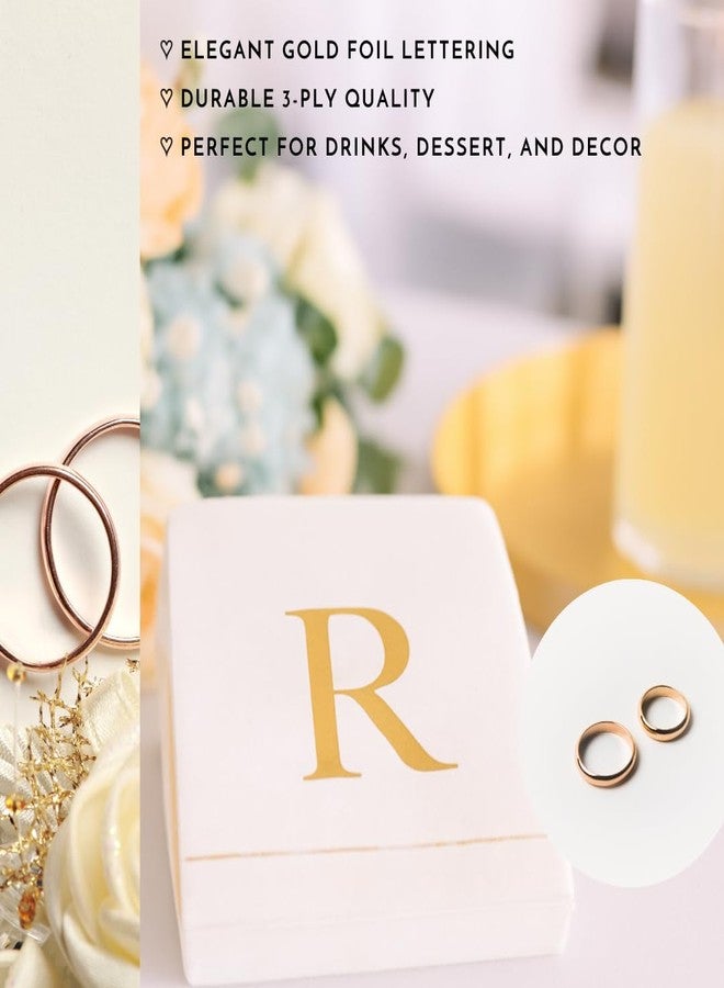 Ottin Monogrammed Letter R 120 Packs Initial Paper Cocktial Napkins 5'' Golden Foil Disposable Napkins for Brithday Wedding Engagement Family Gathering Holiday Dinner Business Reception - Image 5