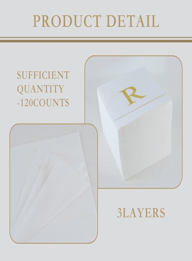 Ottin Monogrammed Letter R 120 Packs Initial Paper Cocktial Napkins 5'' Golden Foil Disposable Napkins for Brithday Wedding Engagement Family Gathering Holiday Dinner Business Reception - Image 3