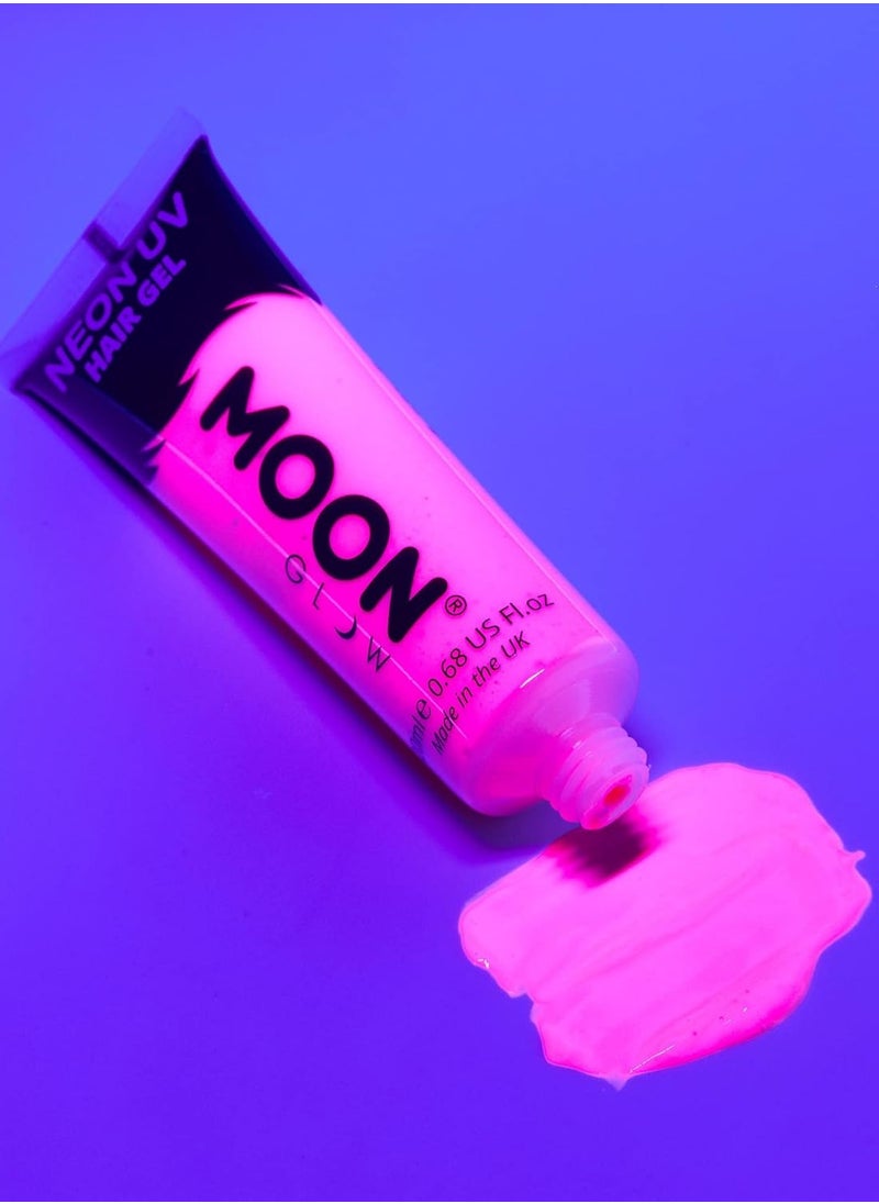 Moon Glow - Blacklight Neon UV Hair Gel - 0.67oz Intense Pink – Temporary wash out hair color - Spike and Glow!