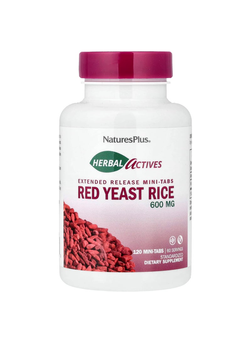 NaturesPlus Herbal Actives, Red Yeast Rice, 120 Mini-Tabs (300 mg per Tab)