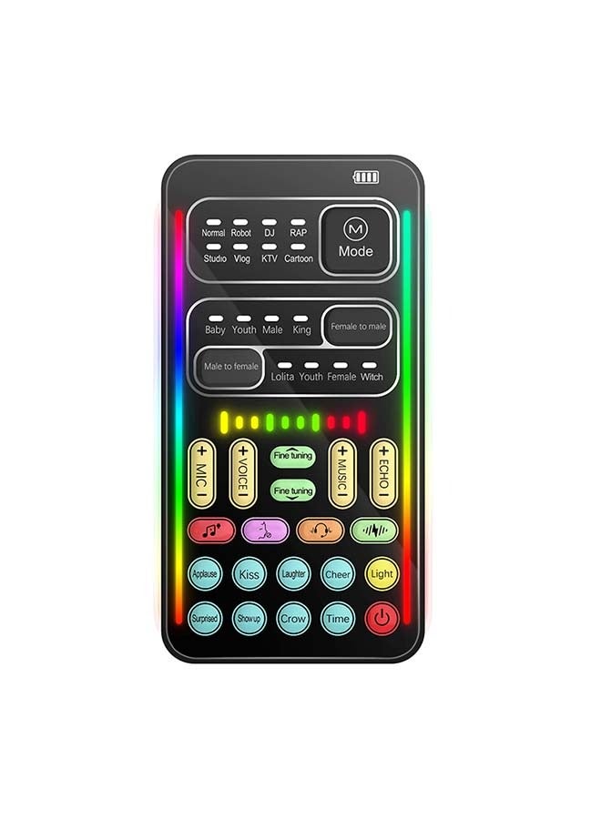 Mini Sound Card  Voice Changer for Live Streaming, Gaming  KTV – Mobile/PC Compatible | 16 Voice Modes, 8 Sound Effects, 10 Electro-Vocal Styles | Cool LED Lighting | 3-Device Connectivity | Professional Live Streaming Adjustments - Image 2