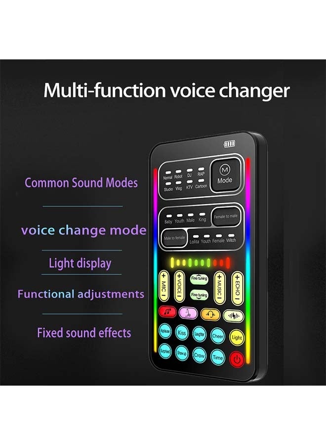 Mini Sound Card  Voice Changer for Live Streaming, Gaming  KTV – Mobile/PC Compatible | 16 Voice Modes, 8 Sound Effects, 10 Electro-Vocal Styles | Cool LED Lighting | 3-Device Connectivity | Professional Live Streaming Adjustments - Image 5