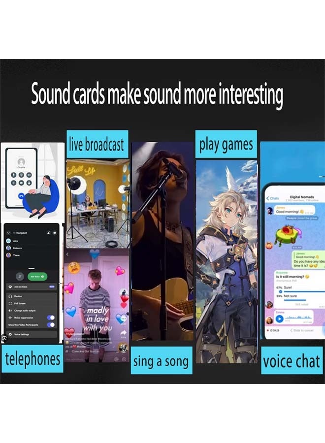 Mini Sound Card  Voice Changer for Live Streaming, Gaming  KTV – Mobile/PC Compatible | 16 Voice Modes, 8 Sound Effects, 10 Electro-Vocal Styles | Cool LED Lighting | 3-Device Connectivity | Professional Live Streaming Adjustments - Image 4
