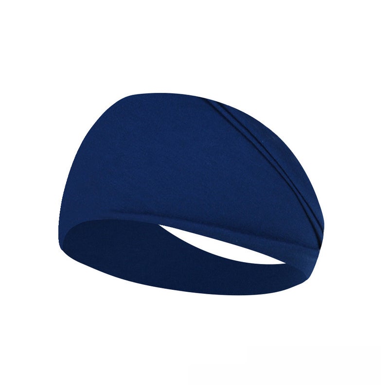 Generic Elastic Cotton Sweatband Unisex Sports Headband Navy 