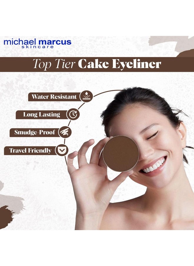 Michael Marcus - Makeup Cake Eye Liner (Espresso) - Water Activated Dry Pressed, Long-Lasting, Vibrant Color & Smudge Resistant Brown Eyeliner - Cruelty & Paraben Free - For Beginner & Pro Makeup Artist - Image 1
