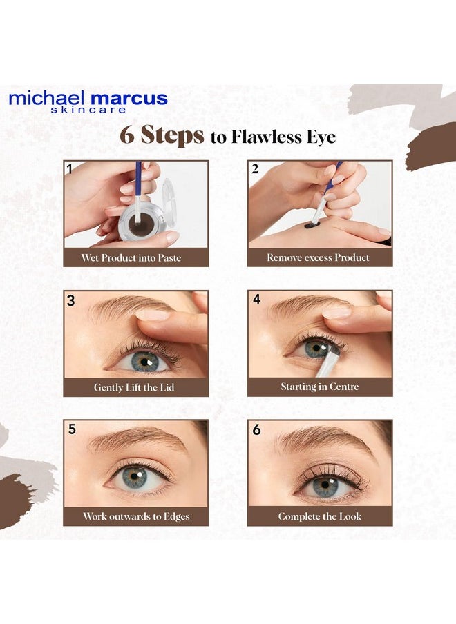 Michael Marcus - Makeup Cake Eye Liner (Espresso) - Water Activated Dry Pressed, Long-Lasting, Vibrant Color & Smudge Resistant Brown Eyeliner - Cruelty & Paraben Free - For Beginner & Pro Makeup Artist - Image 1