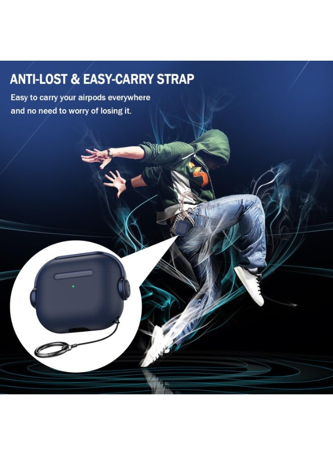 DKNG For AirPods Pro 3 Case Creative Musician Headphones Security Lock Design Protective TPU Case with Keychain, Drop and Stain Resistant Blue - Image 5