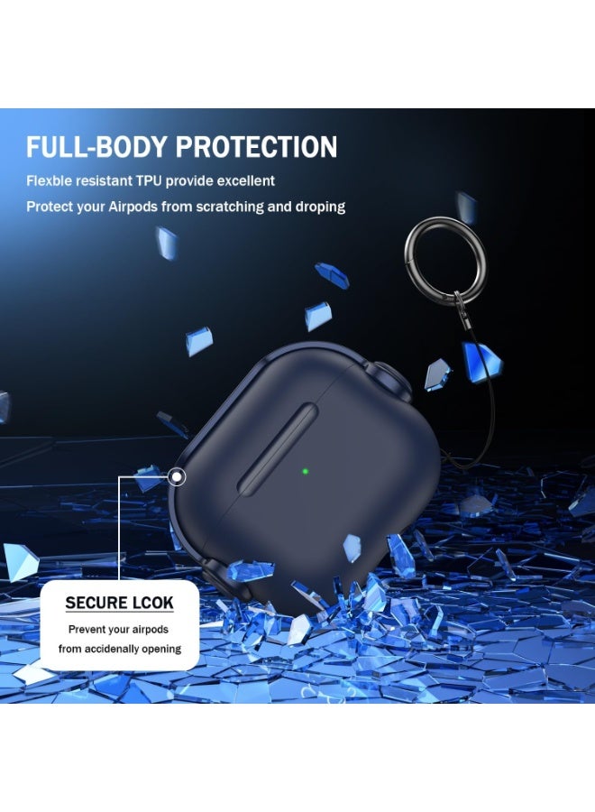 DKNG For AirPods Pro 3 Case Creative Musician Headphones Security Lock Design Protective TPU Case with Keychain, Drop and Stain Resistant Blue - Image 4