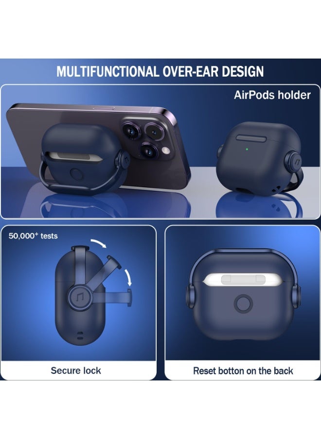 DKNG For AirPods Pro 3 Case Creative Musician Headphones Security Lock Design Protective TPU Case with Keychain, Drop and Stain Resistant Blue - Image 2