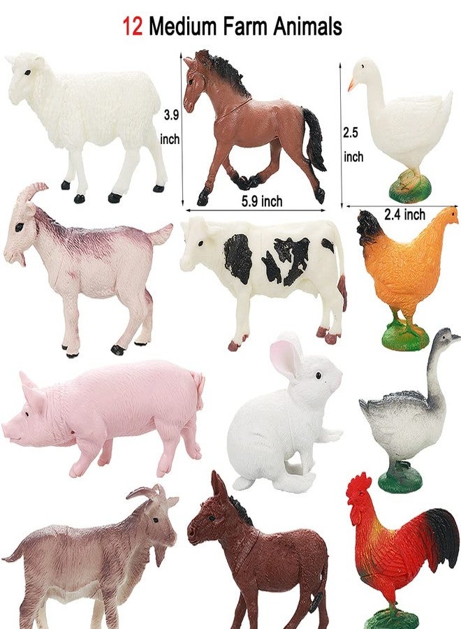 Yowlieu Realistic Farm Animal Figures Toys, 44 Pcs Plastic Farm Figurines Playset Includes Fences Mini Farm Animal Cake Topper Learning Toy Set for Kids & Toddlers - Image 2