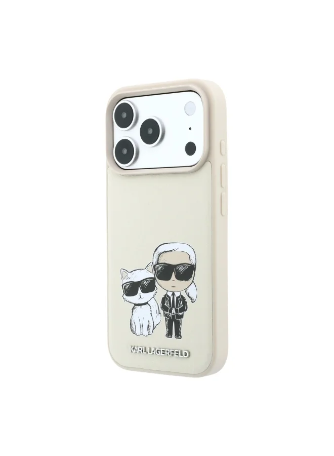 Karl Lagerfeld iPhone 18 Pro Max MagSafe Phone Case with Smooth PU Finish and Character Sketch Hard Cover for iPhone