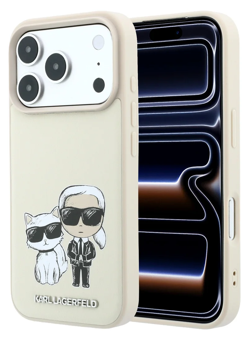 Karl Lagerfeld iPhone 18 Pro Max MagSafe Phone Case with Smooth PU Finish and Character Sketch Hard Cover for iPhone