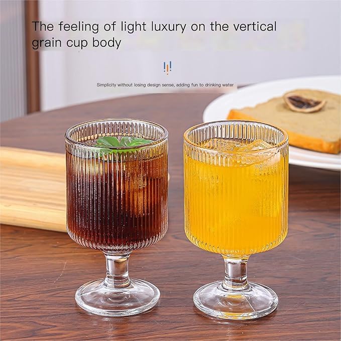 KONSSEE Wine Glasses Set240 MLGoblet Glass Cups Vertical Cups Cocktail Glasses Drinking Glasses Bar Glasses for Home Bars Wedding Pack of 2 PC - Image 3
