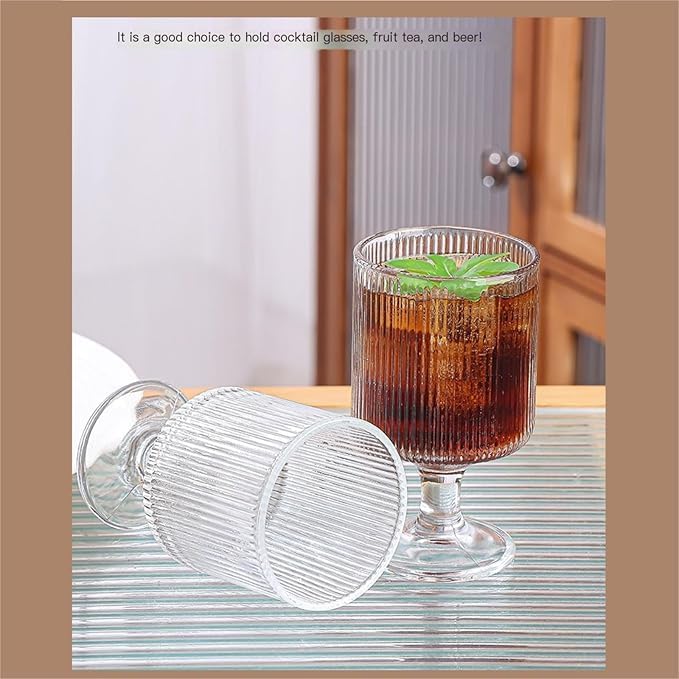 KONSSEE Wine Glasses Set240 MLGoblet Glass Cups Vertical Cups Cocktail Glasses Drinking Glasses Bar Glasses for Home Bars Wedding Pack of 2 PC - Image 4