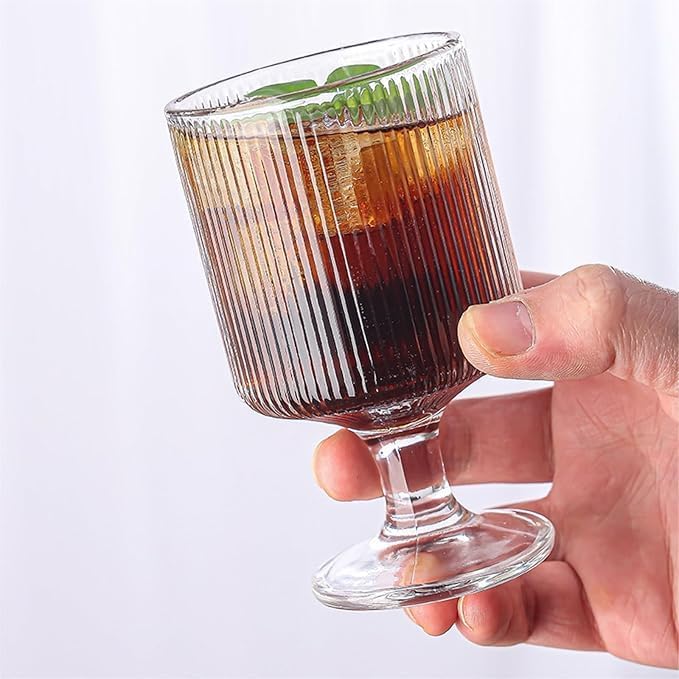 KONSSEE Wine Glasses Set240 MLGoblet Glass Cups Vertical Cups Cocktail Glasses Drinking Glasses Bar Glasses for Home Bars Wedding Pack of 2 PC - Image 2