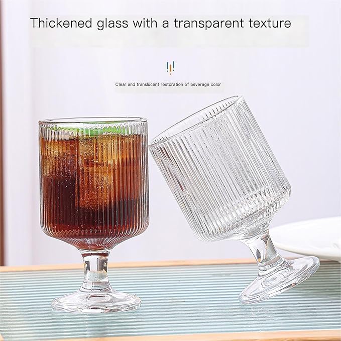 KONSSEE Wine Glasses Set240 MLGoblet Glass Cups Vertical Cups Cocktail Glasses Drinking Glasses Bar Glasses for Home Bars Wedding Pack of 2 PC - Image 5