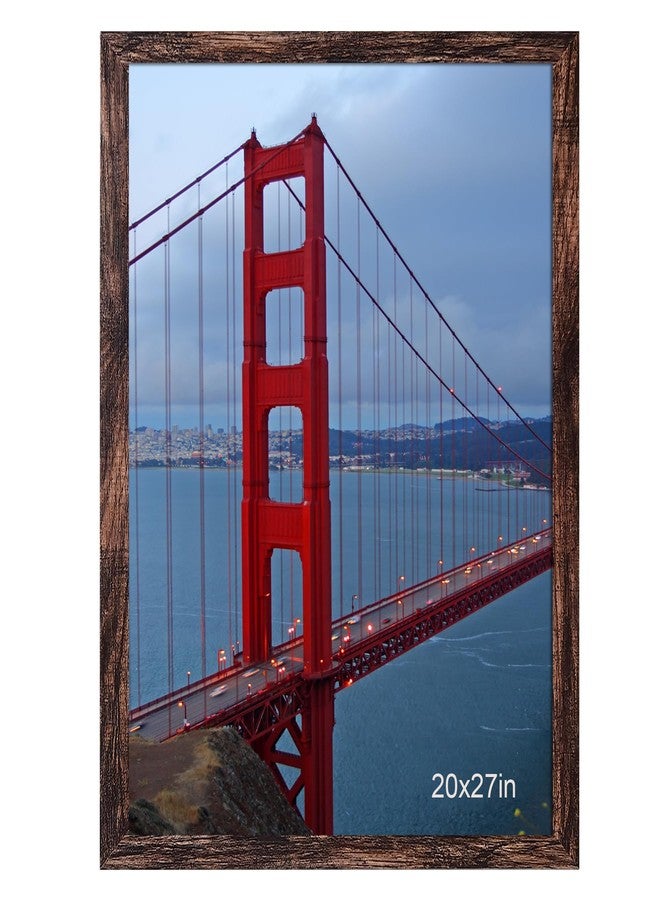 BESCRCL 20x27 Picture Frame Brown, Poster Frames Wall Hanging, Display Pictures 20 x 27 without Mat, 1 Pack - Image 1