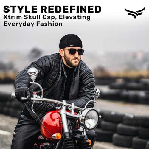 XTRIM Unisex Helmet Skull Cap for Bikers & Cyclists, Cotton Inner Cap, Sweat Absorbing Cooling Beanie for Men & Women, Summer Skull Cap, Sports Headwear, Gym & Bike Accessories (Orange, Black) - Image 2