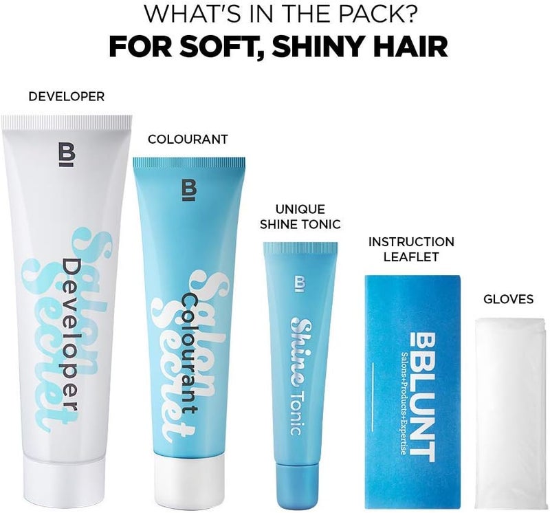 BBLUNT Salon Secret High Shine Crème Hair Colour, Natural Black 1 | With Shine Tonic | No Ammonia | 100% Grey Coverage | Long-Lasting Up to 8 Weeks | Enriched with Silk Proteins & Pro-Vitamin B5 - Image 2
