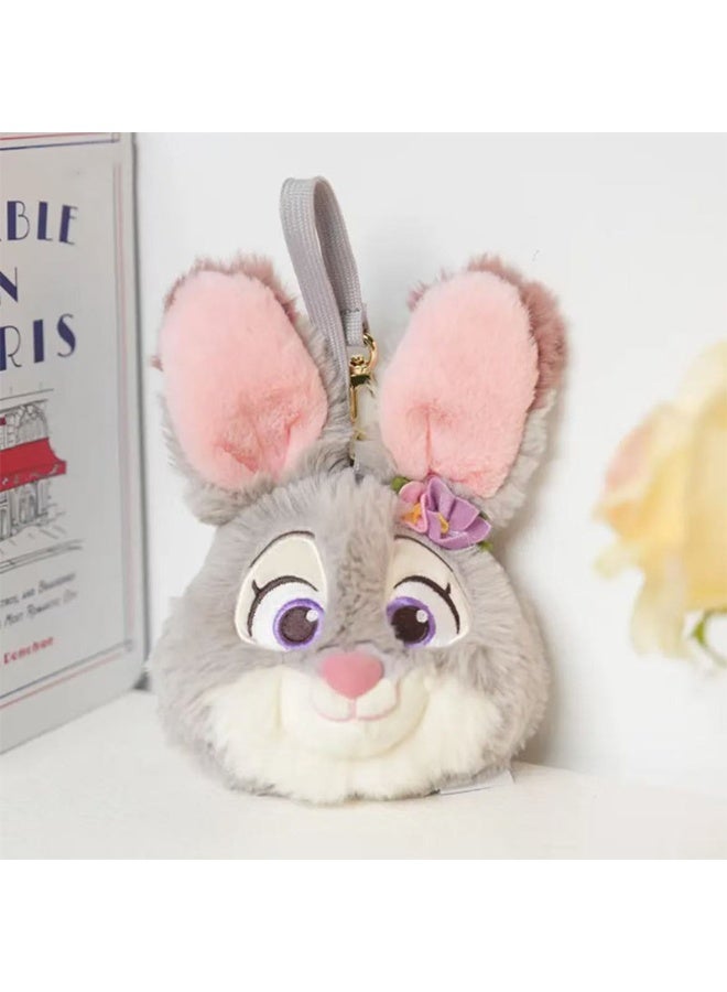 Zootopia Judy Hopps Plush Coin Purse Keychain Cute Bunny Design Soft Furry Material Multi-Functional Hanging Ornament for Coins Cards and Fans' Collection - Image 3