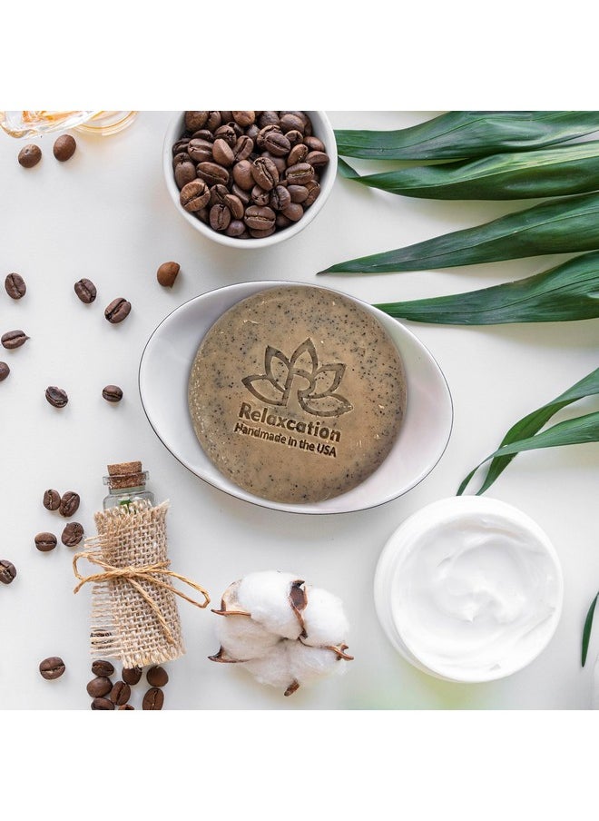 Relaxcation 100% Natural Coffee Scrub Soap Bar With Organic Cocoa Butter And Fresh Ground Coffee Natural Cold Process Soap Handmade In Usa Coffee Scrub Coffee Latte Aroma Oil  - Image 3