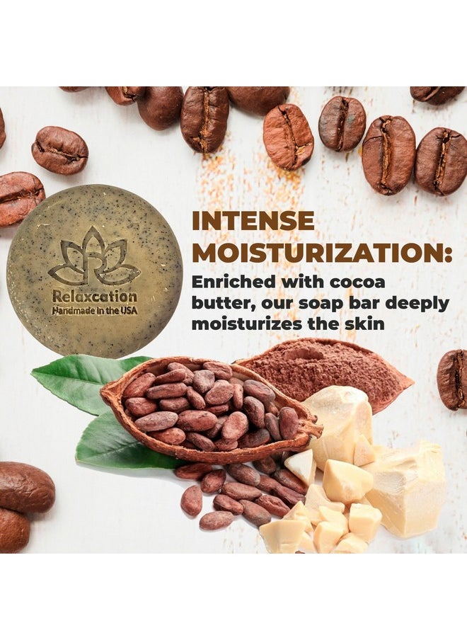 Relaxcation 100% Natural Coffee Scrub Soap Bar With Organic Cocoa Butter And Fresh Ground Coffee Natural Cold Process Soap Handmade In Usa Coffee Scrub Coffee Latte Aroma Oil  - Image 2