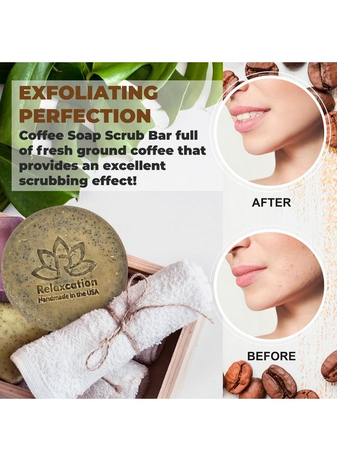 Relaxcation 100% Natural Coffee Scrub Soap Bar With Organic Cocoa Butter And Fresh Ground Coffee Natural Cold Process Soap Handmade In Usa Coffee Scrub Coffee Latte Aroma Oil  - Image 5