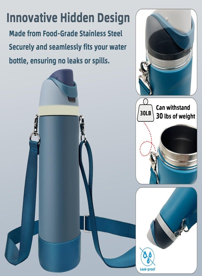 SITKOL Silicone Boot Set for Cute Water Bottle 24 oz - Includes Non-Slip Sleeve, Shoulder Strap & Handle Strap, Perfect Accessories, Fits Tumbler, Free Sip, Pink (Denim) - Image 2