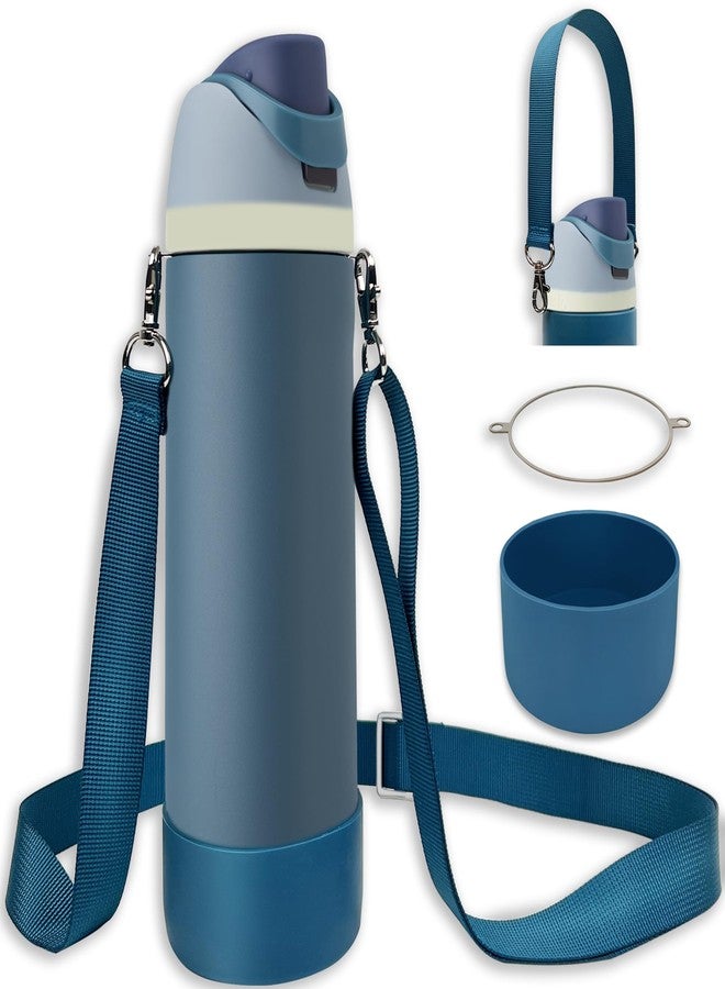 SITKOL Silicone Boot Set for Cute Water Bottle 24 oz - Includes Non-Slip Sleeve, Shoulder Strap & Handle Strap, Perfect Accessories, Fits Tumbler, Free Sip, Pink (Denim) - Image 1