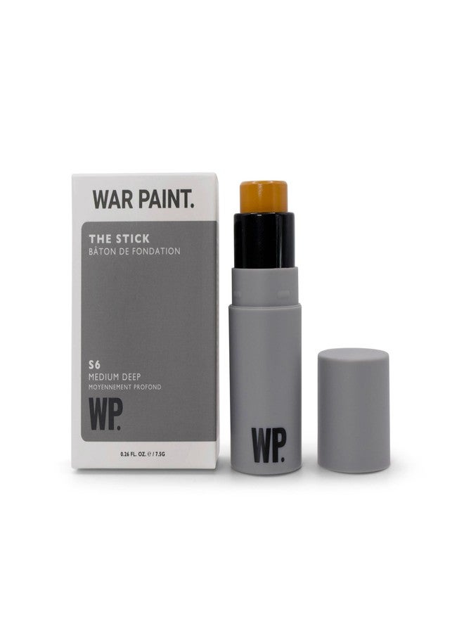 War Paint for Men Multi-Use Complexion Concealer and Foundation Stick, Evens Skin Tone and Covers Blemishes and Dark Circles, Quick Application S6 Medium Deep 0.26 fl Oz - Image 1