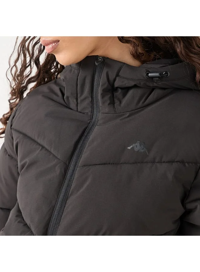 Kappa Kappa Solid Padded Jacket with Hood and Zip Closure