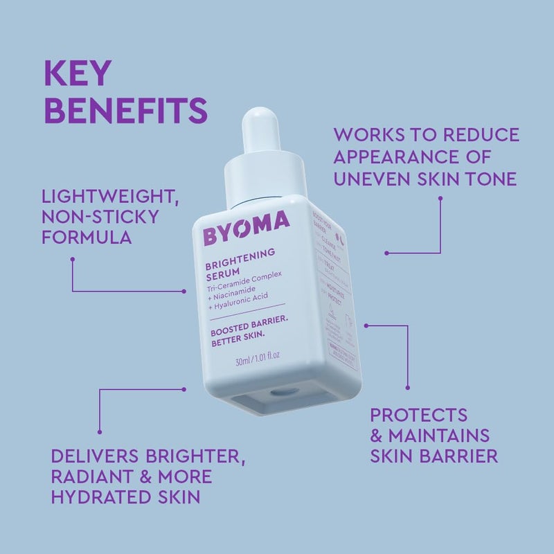 BYOMA Brightening Serum - Barrier Repair Serum - Brightening & Hydrating Face Serum with Hyaluronic Acid, Niacinamide & Ceramides - Hyaluronic Acid Serum For Face, Glowing, Radiant Skin - 1.01 fl. oz - Image 3