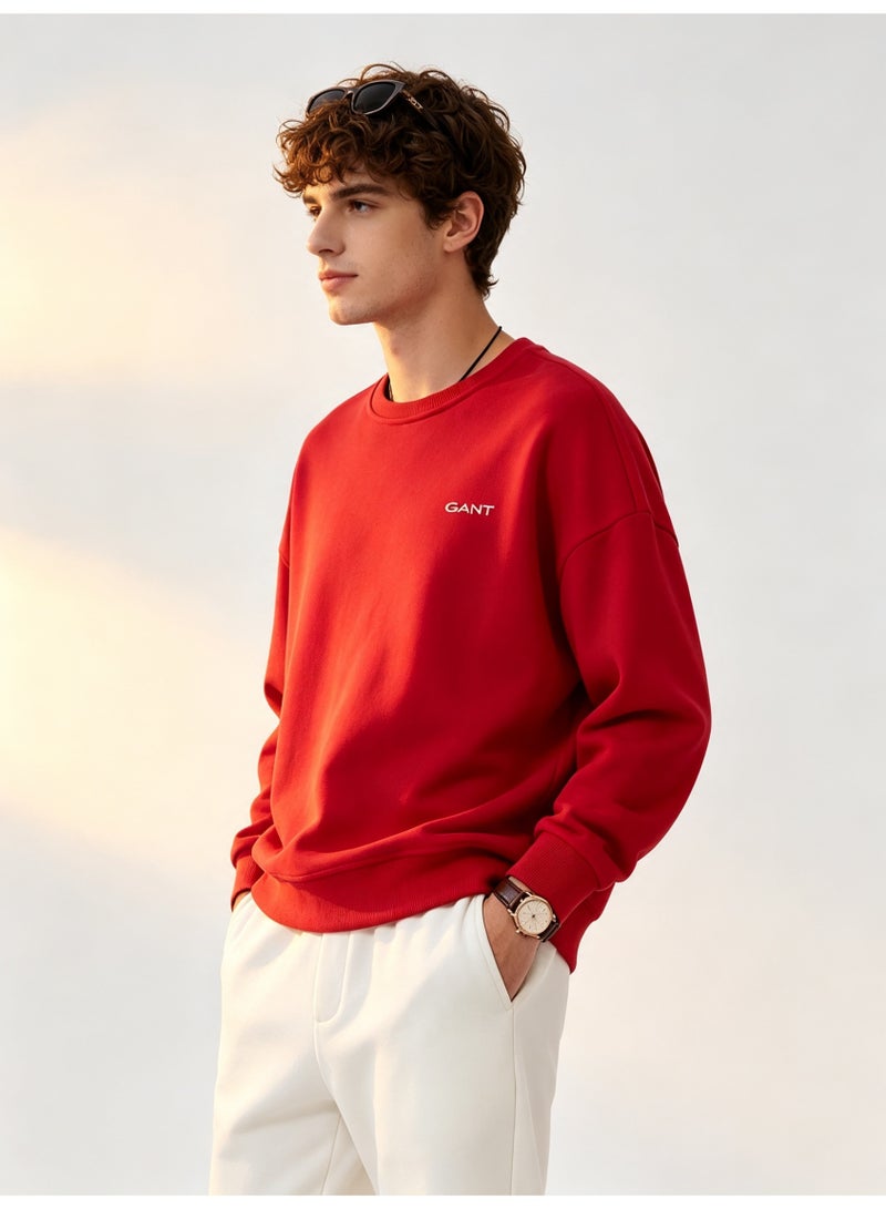 GANT Men's and Women's Crew Neck Sweatshirt, Casual Long Sleeve Pullover, Red - Image 3