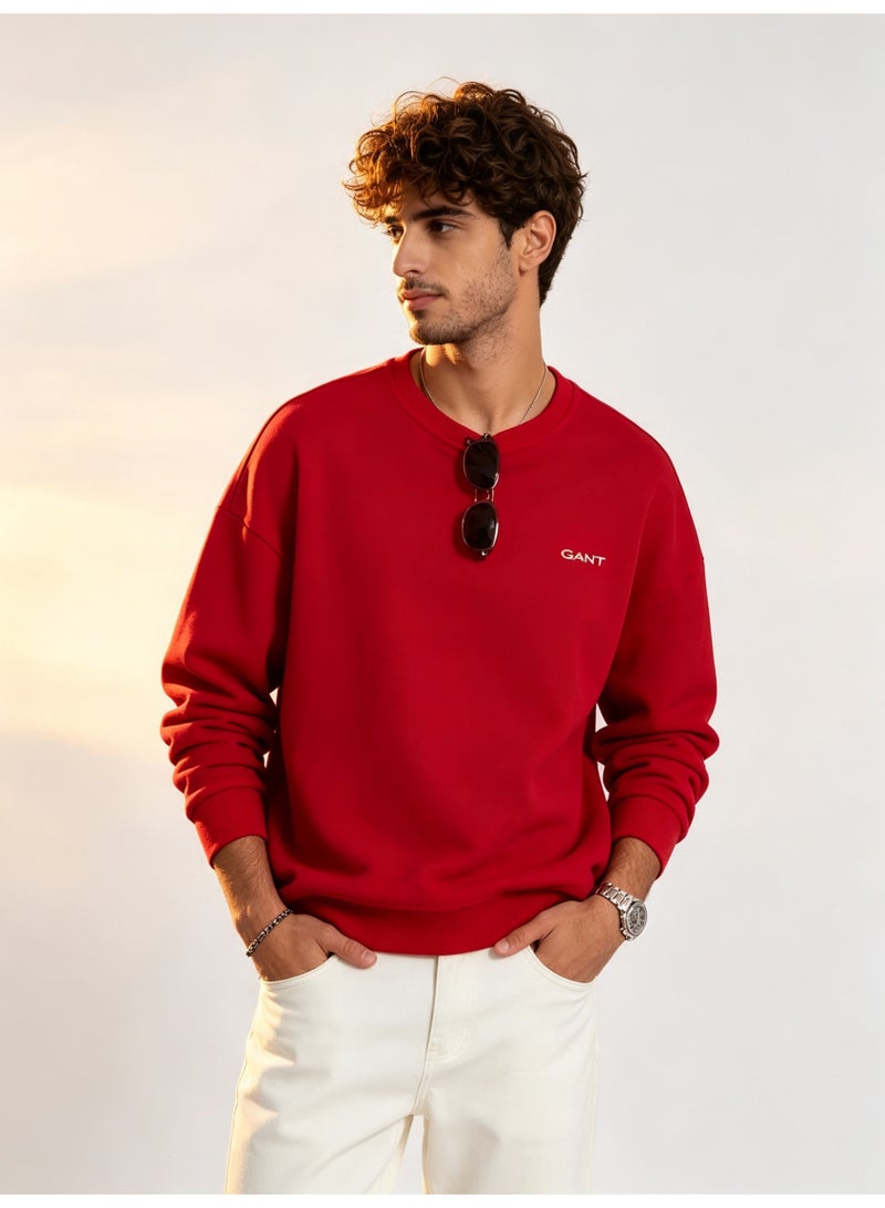 GANT Men's and Women's Crew Neck Sweatshirt, Casual Long Sleeve Pullover, Red - Image 1