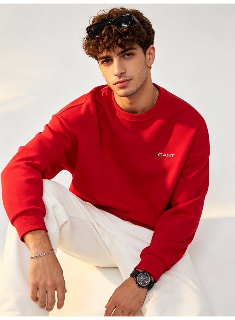 GANT Men's and Women's Crew Neck Sweatshirt, Casual Long Sleeve Pullover, Red - Image 2